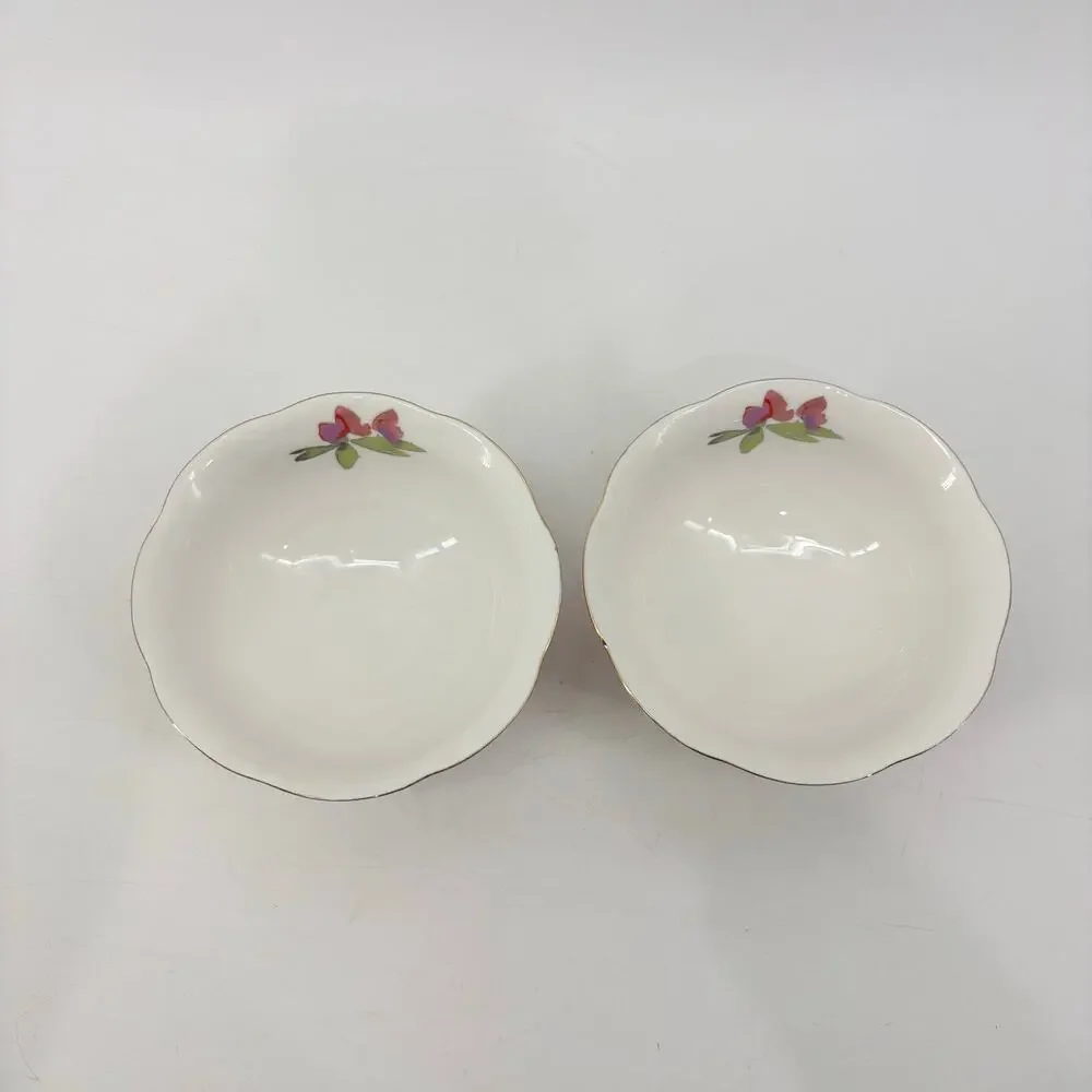 Gracie China Small Soup Bowl Floral Porcelain Bowls Gold Trip Scalloped